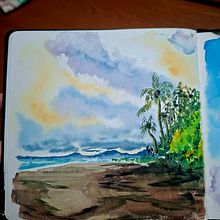 Beach in Punta Mala, CR. Ein Projekt aus dem Bereich Zeichnung, Aquarellmalerei, Bildende Künste, Sketchbook und Skizzenentwurf von xenia_crc - 16.01.2026