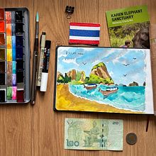Railay, Krabi. Traditional illustration, Architectural Illustration, Watercolor Painting, and Sketchbook project by Nuria PC - 01.17.2026