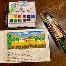 A winter walk in Camprodon, Spain. Ilustração arquitetônica, Pintura em aquarela, e Sketchbook projeto de Linn Leigland - 20.01.2026