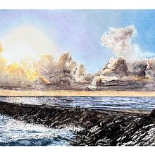 Cielo en espigón de Rota (Cádiz). Un projet de Beaux Arts, Peinture, Carnet de croquis , et Aquarelle de José Berjano Gil - 23.01.2026