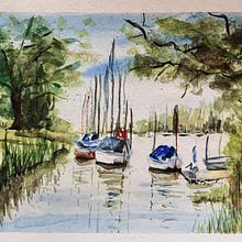 Bateaux sur l'eau. Projekt z dziedziny  Malarstwo, Malowanie akwarelą i Ilustracja naturalistyczna użytkownika scarolang - 02.02.2026