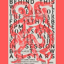 Poster celebrating 10 years of Behind This Wall!. Un progetto di Illustrazione digitale, Graphic design, Direzione artistica, Tipografia e Intelligenza Artificiale di David Matos - 04.02.2026