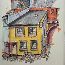 Firsthouse alone . Un projet de Illustration architecturale, Dessin, Illustration à l'encre, Carnet de croquis , et Esquisse  de Mara Lübke - 04.02.2026