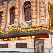Dessin animé d'un théâtre. Een project van Animatie,  Tekening, Digitale illustratie,  Artistieke tekening, Digitaal ontwerp, Digitale tekening y  Digitaal schilderij van Roxane Onyria - 06.02.2026