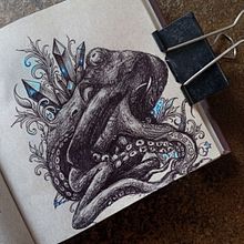 Pulpo en naturaleza. Drawing, Ink Illustration, Sketchbook, and Sketching project by Carlos Adrián De La Paz Almaraz - 02.09.2026