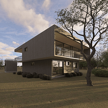 Renders del proyecto "Casa DOM", del curso "Diseño y modelado arquitectónico 3D con Revit".. Un projet de 3D, Architecture, Architecture d'intérieur, Modélisation 3D, Architecture numérique , et ArchVIZ de Ignacio Bravo Roa - 23.02.2026