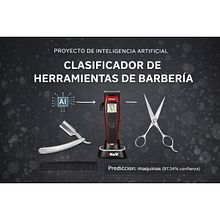 Clasificador de herramientas de barberia. Een project van  Webdevelopment, Programmeren, Kunstmatige Intelligentie y AI-programmeren van marludesa71 - 24.02.2026