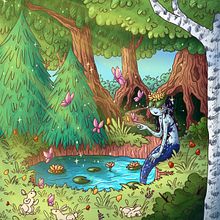 A little mermaid in a pond. 🧜‍♀️. Children's Illustration, Digital Drawing, and Digital Illustration project by kristinavolik - 03.01.2026