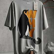 T-shirt Design Nihilist Penguin. Digital Illustration, Drawing, Fashion Design, Graphic Design, Traditional illustration, and Lettering project by Özgür Okuyucu - 03.08.2026