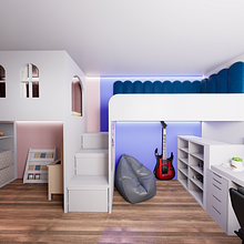 Kids room day and night. Un progetto di Interior design, 3D e Modellazione 3D di Kristýna Hrášková - 12.03.2026