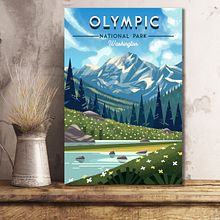 Olympic National Park Travel Poster . Ilustrație digitală, Ilustrație naturalistă, Digital Lettering, Teoria culorilor, Pictură acrilică, Ilustrație vectorială, Pictură digitală și Pictură cu guașă de Wendi Chen - 03.20.2026