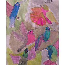 Pájaros rojos del desierto y colibríes  . Ilustrasi tradisional, Dan Menggambar proyek oleh Silvana Pertuz-Belloso - 03.21.2026