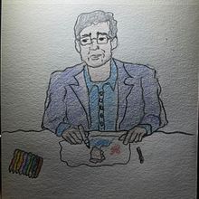 Bill Robles quick sketch. Un projet de Esquisse , Dessin, Dessin de portrait, Illustration à l'encre , et Dessin aux crayons de couleur de tomas57 - 23.03.2026