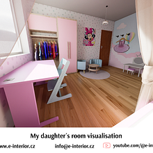 My daughter´s room visualisation. Design de interiores, Interiores, 3D Design, e Modelagem 3D projeto de Kristýna Hrášková - 07.04.2026