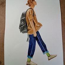 Joven caminado en acuarela  Ein Projekt aus dem Bereich Anatomische Zeichnung, Skizzenentwurf und Aquarellmalerei von Carlos Adrián De La Paz Almaraz - 08.04.2026