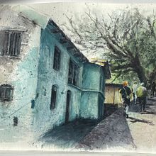 Paseo por una calle de un pueblo de la India. Painting, and Watercolor Painting project by María Castro - 04.13.2026