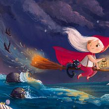 Little red riding witch! . Ilustrație pentru copii, Ilustrație digitală, Pictură digitală și Carte ilustrată de alyaa ahmed - 04.21.2026