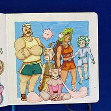 Proyecto final curso de técnicas de sketchbook . Design de caractere, Desen, Desen în creion, Caiet de schițe și Schițe de cheldosara - 04.24.2026