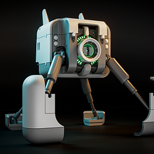 ROBOTO KAZOKU, Modelado Hard Surface. 3D, and 3D Modeling project by Juan Felipe Florez Zamora - 04.29.2026