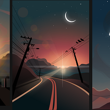 Primeras ilustraciones, diseño plano.. Digital Illustration, Drawing, Fine Arts, Design, Vector Illustration, Digital Painting, L, and scape Architecture project by Sebastian Mosquera - 05.20.2026