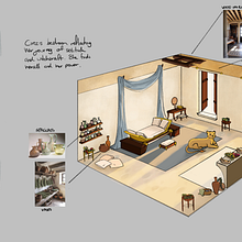 Visual Development Project: Circe's bedroom. Een project van  Concept art, Digitale tekening, Digitale illustratie y  Tekening van Andrea Varela - 22.05.2026