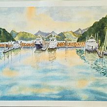 Sunrise at Picton Harbour. Naturalistic Illustration, Painting, and Watercolor Painting project by Sue - 05.23.2026