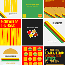 A burger joint identity for IG posts. Br, ing e Identidade, Design, Design gráfico, Desenho tipográfico, Tipografia, e Design de logotipo projeto de jonathangardn - 02.06.2026