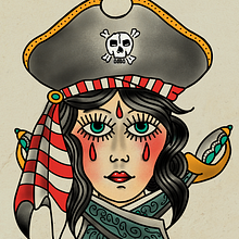 Pirate Lady. Drawing, Digital Illustration, and Tattoo Design project by m_gufler - 06.25.2026