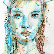 Experimental portrait with ink and tea Ein Projekt aus dem Bereich Bildende Künste, Malerei, Zeichnung und Illustration mit Tinte von Denise DESENEPART - 03.07.2026