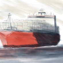 Watercolour of a cargo shit . Schițe, Desen, Pictură în acuarelă, Ilustrație arhitecturală, Caiet de schițe & Ilustrație cu cerneală de dcorbeil_vdm - 08.03.2026