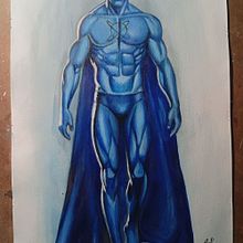 Versión del Doctor Manhattan . Ilustração tradicional, Design de personagens, Pintura, Comic, e Pintura Acrílica projeto de Carlos Adrián De La Paz Almaraz - 07.09.2026