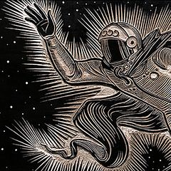 The Yuri Gagarin Epic Tryptich Woodcuts