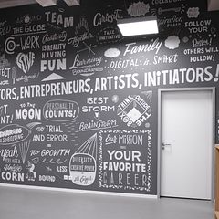 Handlettering on a wall for BTK School for Art and Design