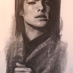 Retrato al carboncillo. (carbón vegetal)