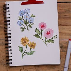 Mixed-Media-Blumenkritzeleien