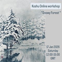 Online Sumi-e workshop "Snowy Forest"