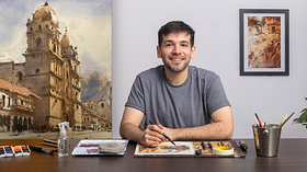 Disegnare paesaggi urbani: prospettiva e tecniche di acquerello. Un corso di Illustrazione di Gabriel Canteros