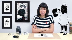 Introduction to Illustration with India Ink. Illustration course by Hilda Palafox