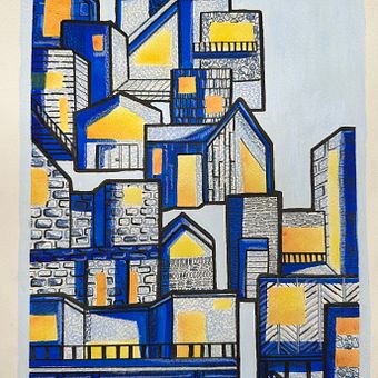 Ville aux fenetres. Projekt z dziedziny Trad, c i jna ilustracja użytkownika xjb58q8cmk - 03.06.2025