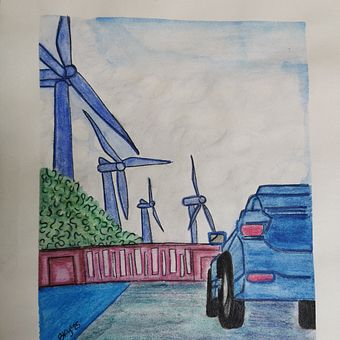 Ciudad de aire. Projekt z dziedziny  R, sunek, Trad, c i jna ilustracja użytkownika Rebeca Mancilla Pérez de Blanco - 03.06.2025