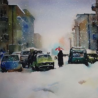 The Snowfall Of 1985 Ein Projekt aus dem Bereich Bildende Künste, Malerei, Erzählung, Aquarellmalerei, L und schaftsbau von rossiglori - 30.06.2025