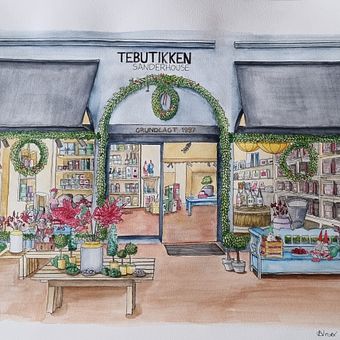 Tea Shop Illustration. Architectural Illustration, Drawing, Painting, and Watercolor Painting project by anisa_neto - 08.21.2025