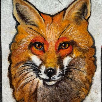 The Fox 2D Felting. Artesanato, Tecido, Ilustração naturalista, Feltragem com agulha, e Design têxtil projeto de Moumita Guha - 19.10.2025