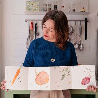 Minestrone Vegetables: Creating a Leporello. Traditional illustration, Watercolor Painting, and Botanical Illustration project by Silvia Molinari - 02.05.2026