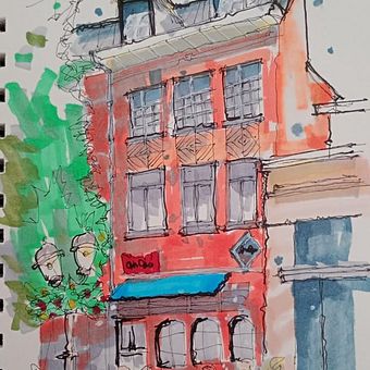 Mis primeros bocetos de sketch urbano. Architectural Illustration, Drawing, Ink Illustration, Sketchbook, and Sketching project by Fernando Lombardo - 02.06.2026