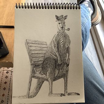 Gentleman Kangaroo. Drawing, Pencil Drawing, Artistic Drawing, Realistic Drawing, Traditional illustration & Ink Illustration project by mertkkaraman - 03.14.2026