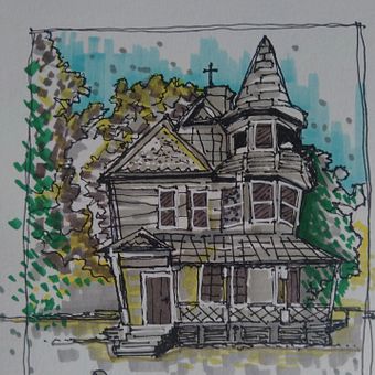 Casa Velha . Architectural Illustration, Drawing, Ink Illustration, Sketchbook, and Sketching project by Ricardo da Silva Leal - 03.19.2026