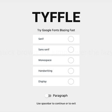 Tyffle, un sencillo selector de tipografías