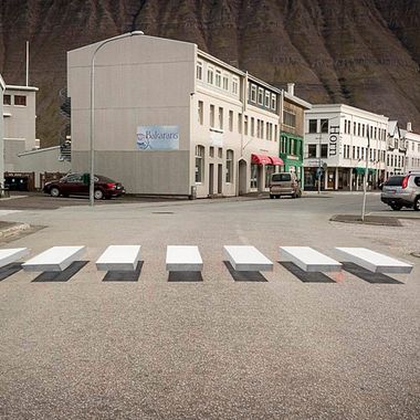Islandia y los pasos de cebra 3D