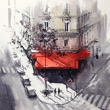 Free Download: Stages to Complete a Painting with Ink and Watercolor